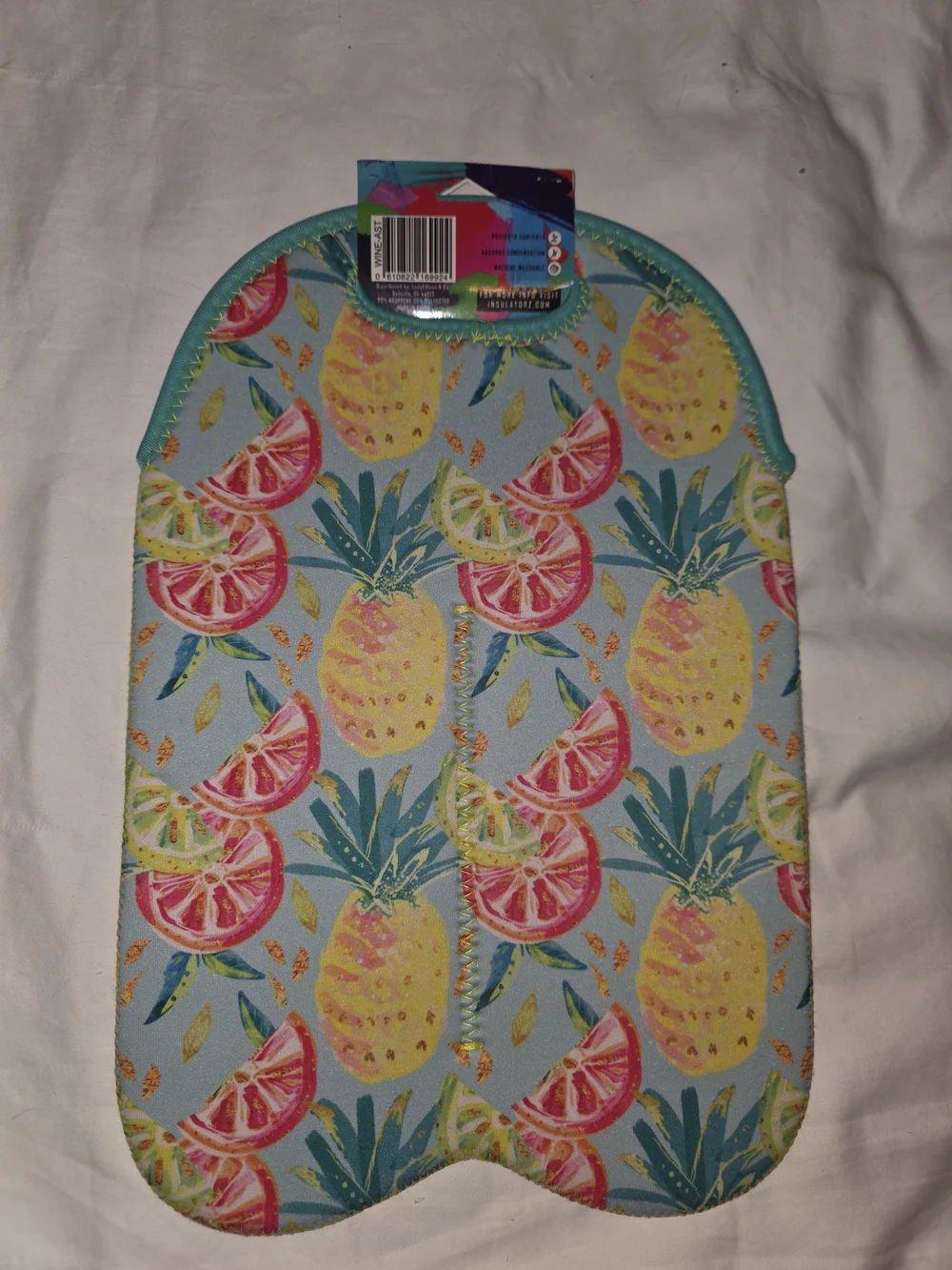Pineapple & Citrus Insulated Bottle Tote - Light Blue